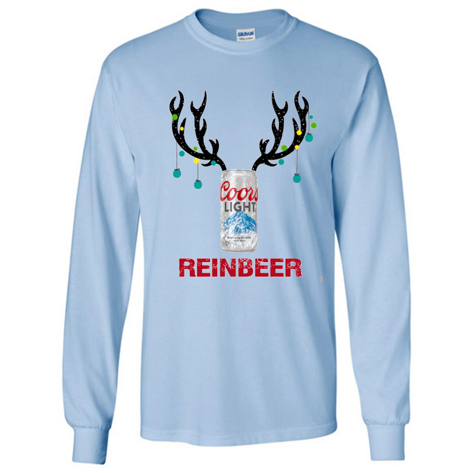 Coors Light Reinbeer Funny Beer Reindeer Christmas Sweatshirt - Long Sleeve T-Shirt
