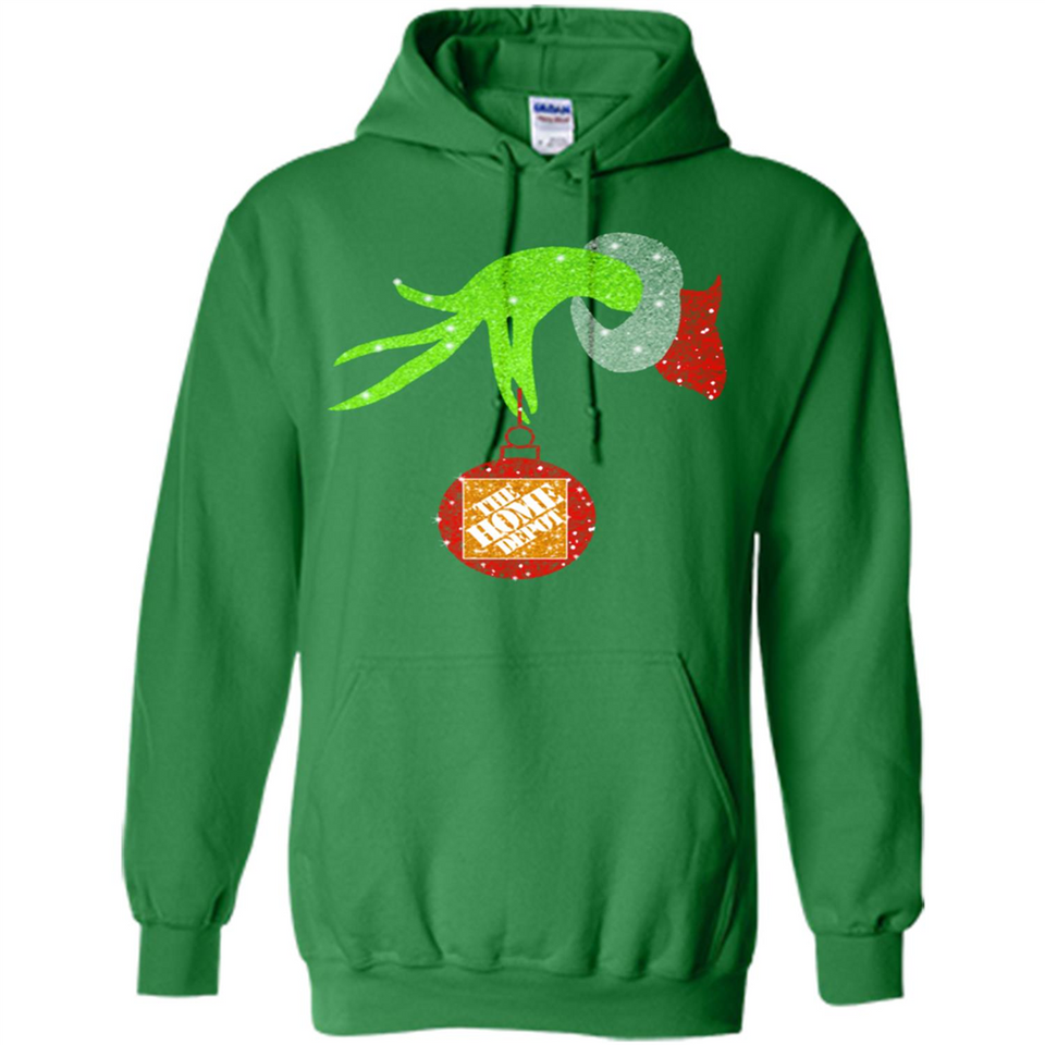 Grinch hand holding Logo HomeDepot Glitter Christmas - Hoodie