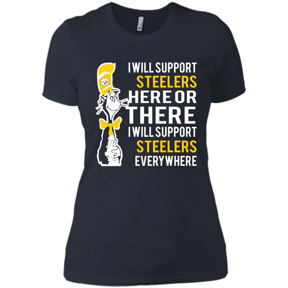 Shirt For Dr Seuss Cat And Pittsburgh Steelers Fans - Ladies' Boyfriend T-Shirt