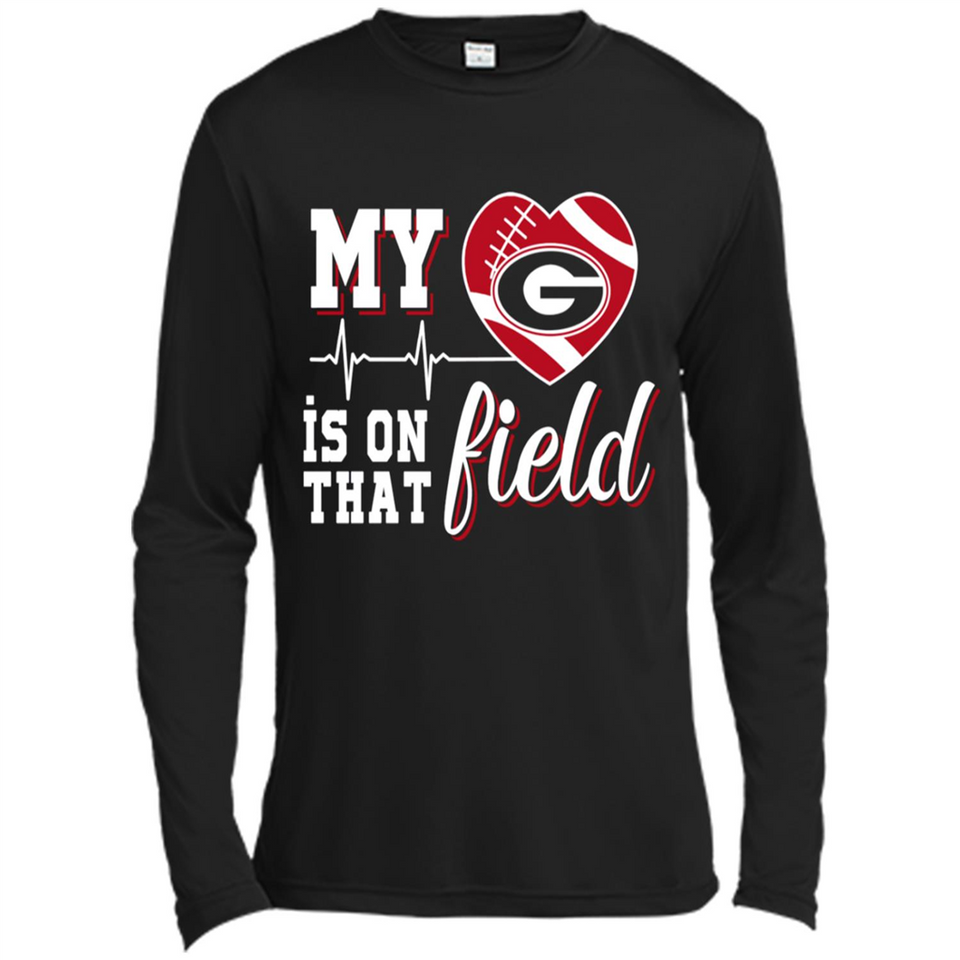 Georgia Bulldogs Football My Heart is on that Field - Canvas Long Sleeve T-Shirt