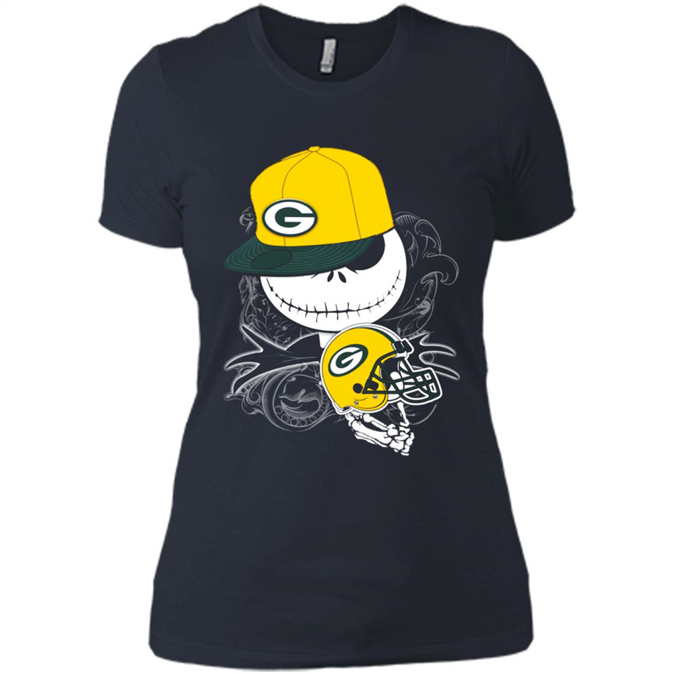Jack Skellington The Nightmare Before Christmas-Packers Football - Ladies' Boyfriend T-Shirt