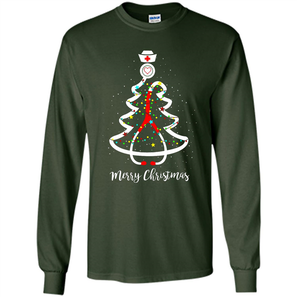 Christmas tree Nurse merry Christmas - Long Sleeve T-Shirt