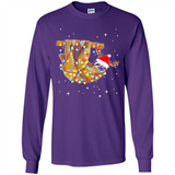 Christmas Lights Sloth Wearing Santa Hat Funny Xmas - Long Sleeve T-Shirt