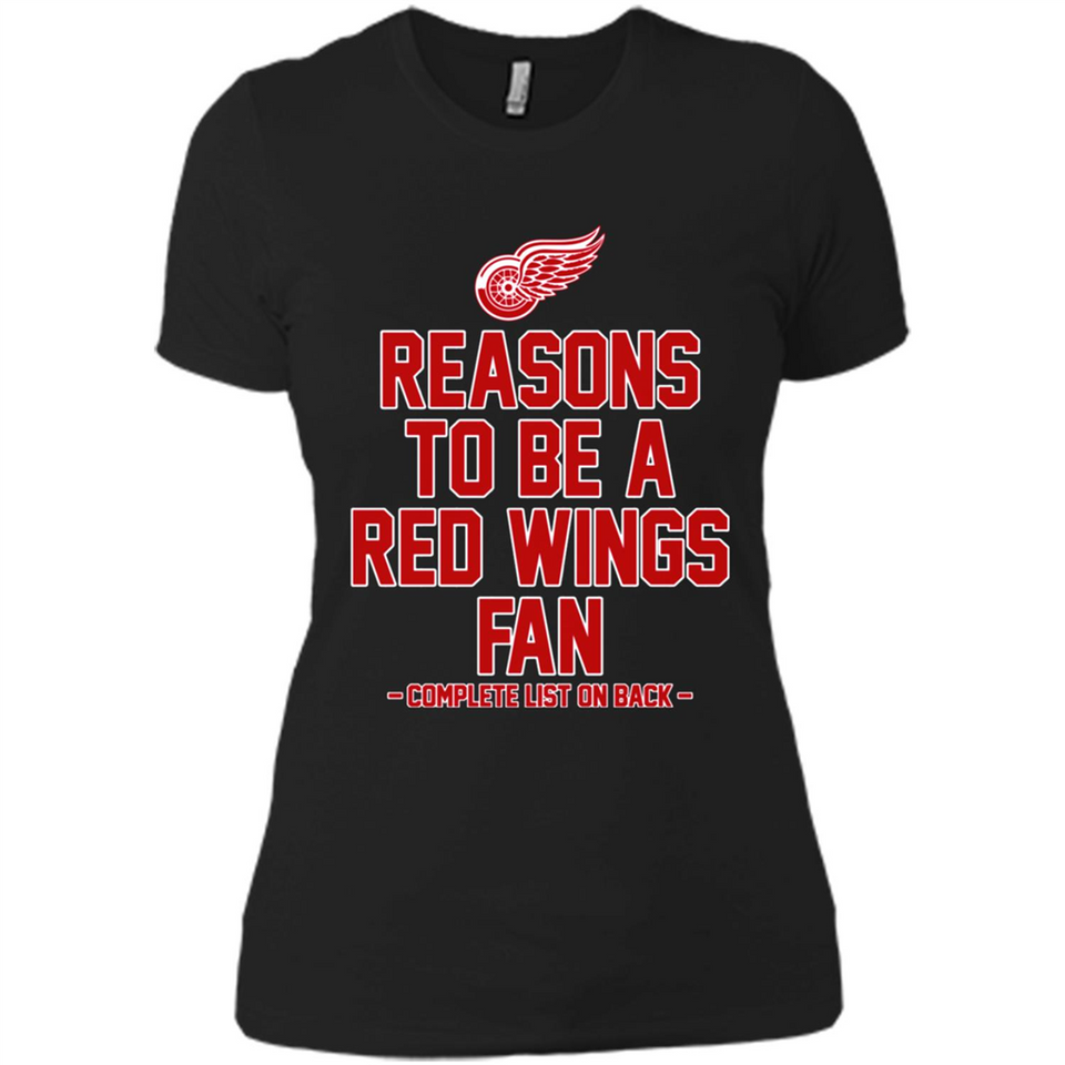 Reasons to be a Detroit Red Wings Fan Complete List on Back - Ladies' Boyfriend T-Shirt