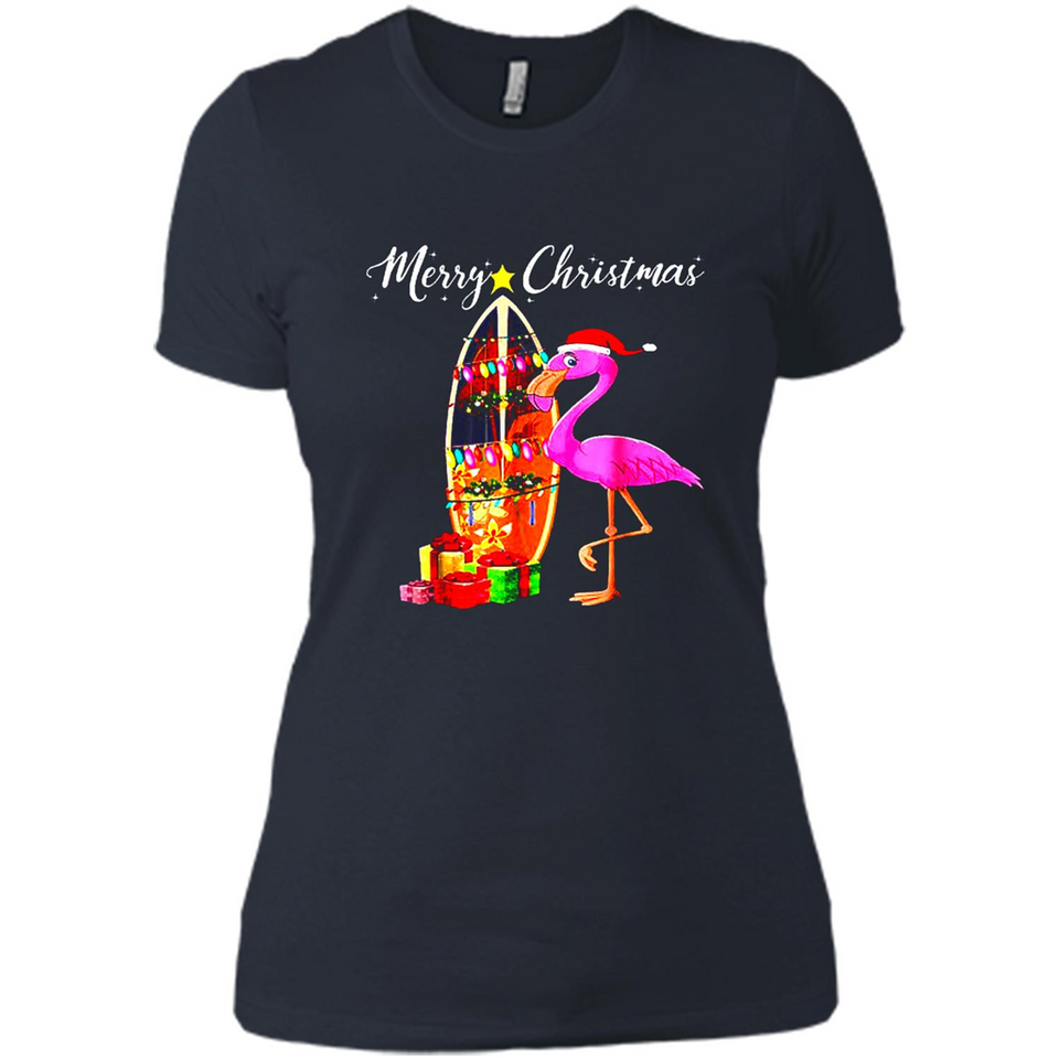 Flamingo Christmas Shirt, Merry Christmas Shirt , Flamingo - Ladies' Boyfriend T-Shirt
