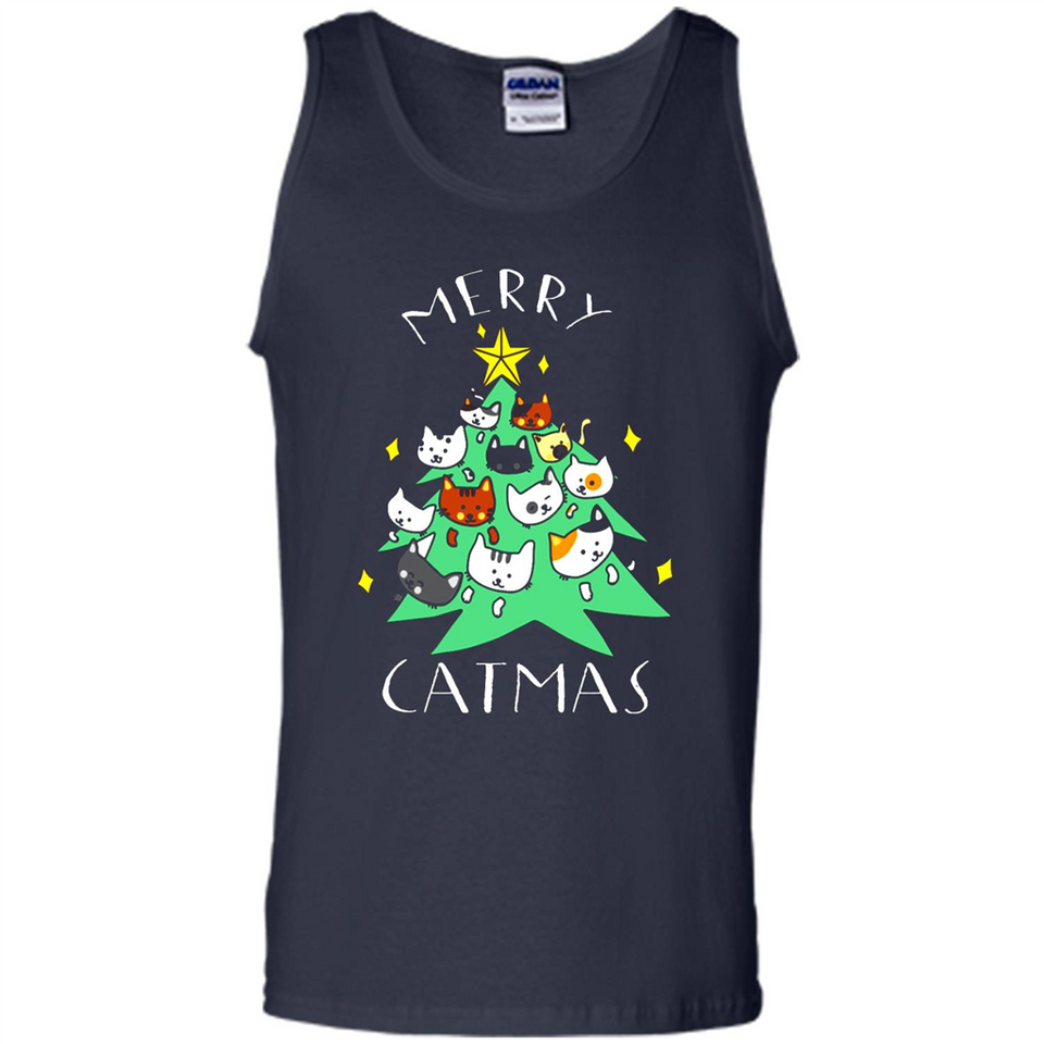 Merry Catmas Funny Cool Christmas Mug PINGPONG - Tank Top