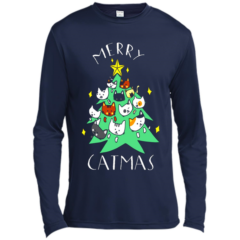 Merry Catmas Funny Cool Christmas Mug PINGPONG - Canvas Long Sleeve T-Shirt
