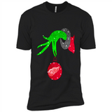GRINCH HAND HOLDING DETROIT RED WINGS GLITTER CHRISTMAS PINGPONG