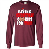 Womens Funny Eating Christmas Cookies For Two Pregnancy - Long Sleeve T-Shirt