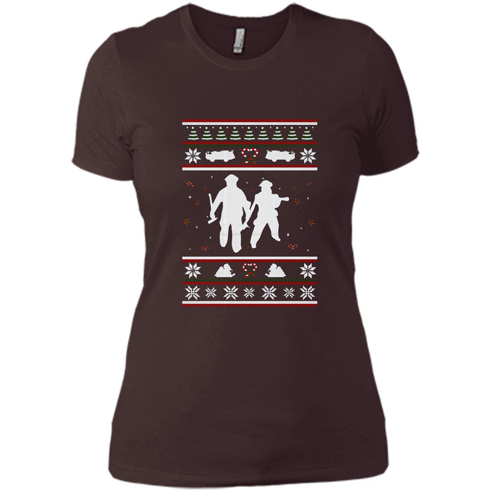 Christmas Ugly Sweater Firefighter Ugly Christmas Sweater - Ladies' Boyfriend T-Shirt