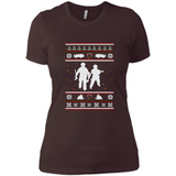 Christmas Ugly Sweater Firefighter Ugly Christmas Sweater - Ladies' Boyfriend T-Shirt