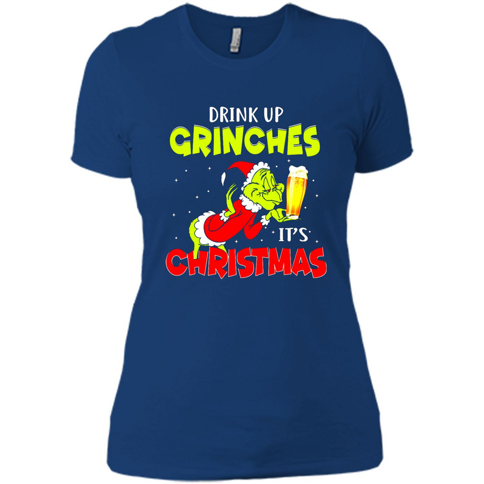 Drink Up Grinches it_s Christmas - Merry Xmas Sweatshirt - Ladies' Boyfriend T-Shirt