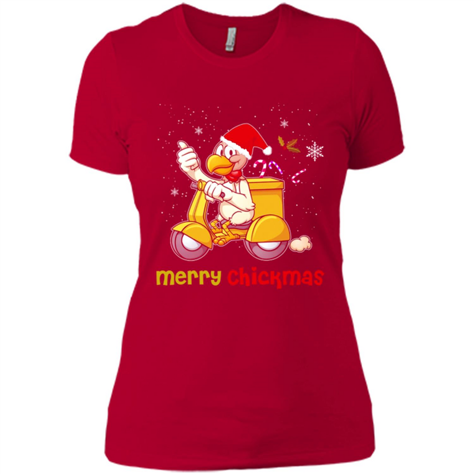 Funny Santa Christmas Chicken Shirt - Merry Chickmas - Ladies' Boyfriend T-Shirt