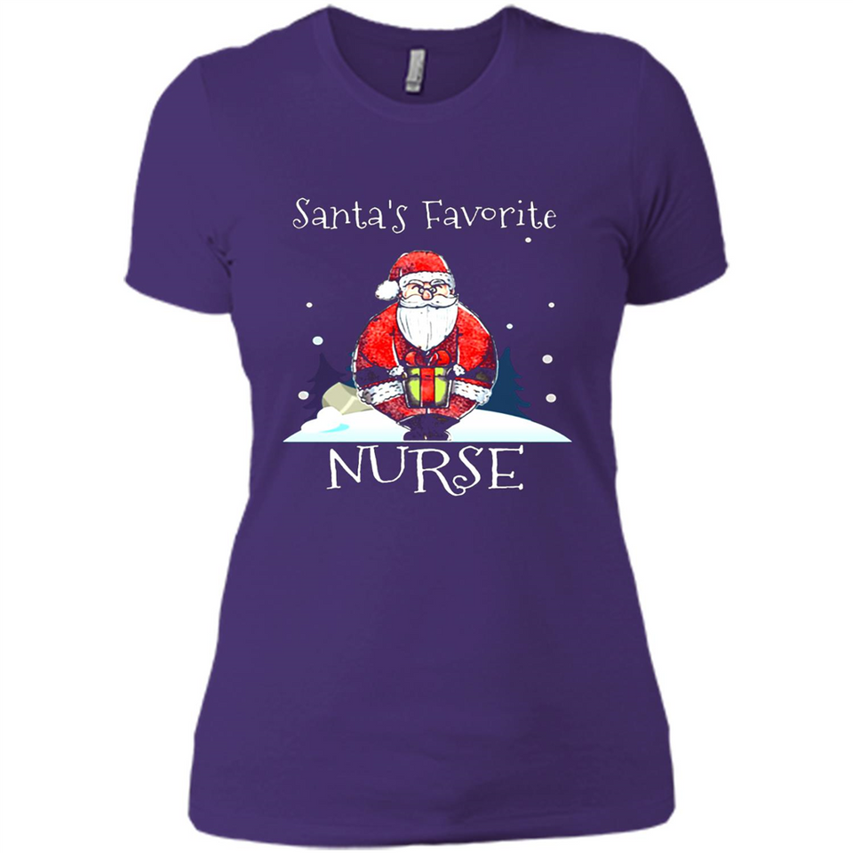 Funny Christmas Nurse Shirt, Santa_s Favorite Nurse - Ladies' Boyfriend T-Shirt