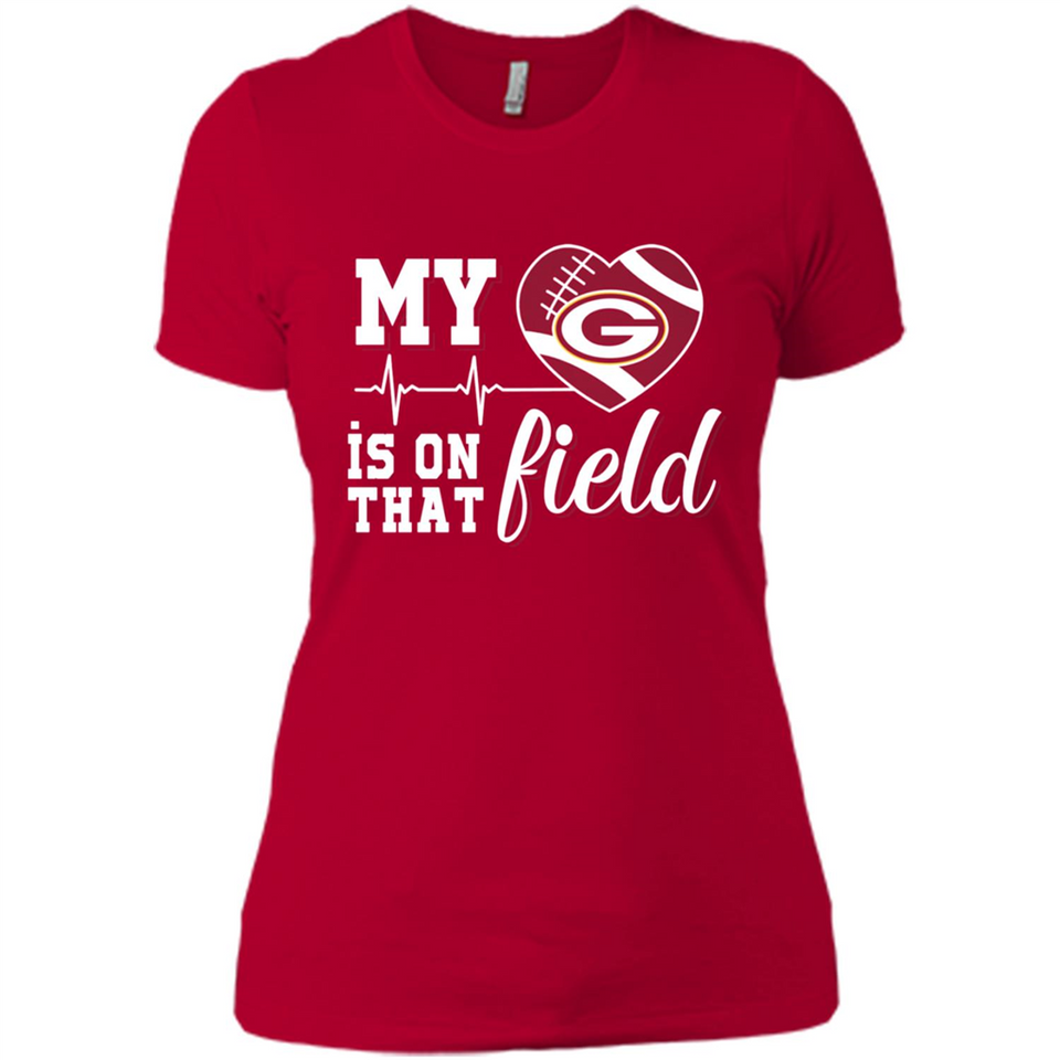 Green Bay Packers Football My Heart is on that Field - Ladies' Boyfriend T-Shirt