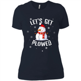 Let's Get Plowed Funny Christmas Snowman - Ladies' Boyfriend T-Shirt