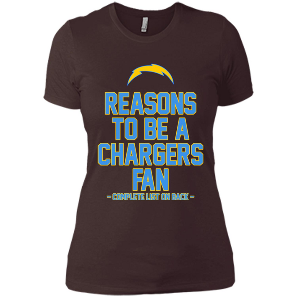 Reasons to be a Los Angeles Chargers Fan Complete List on Back - Ladies' Boyfriend T-Shirt
