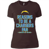 Reasons to be a Los Angeles Chargers Fan Complete List on Back - Ladies' Boyfriend T-Shirt