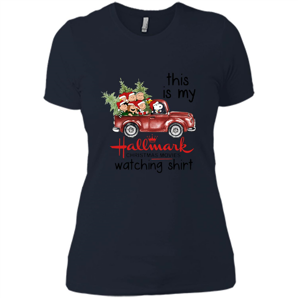 Snoopy This Is My Hallmark Christmas Movies Watching T-Shirt - Ladies' Boyfriend T-Shirt