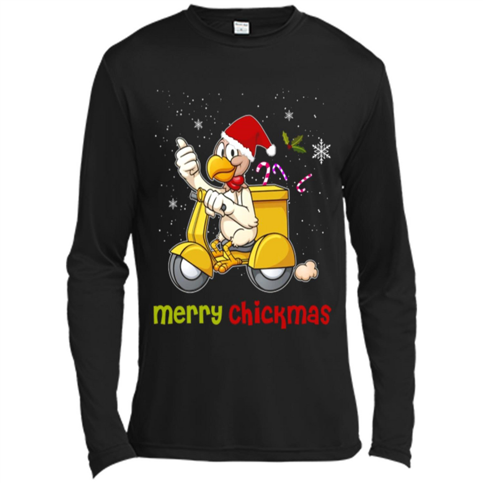 Funny Santa Christmas Chicken Shirt - Merry Chickmas - Canvas Long Sleeve T-Shirt