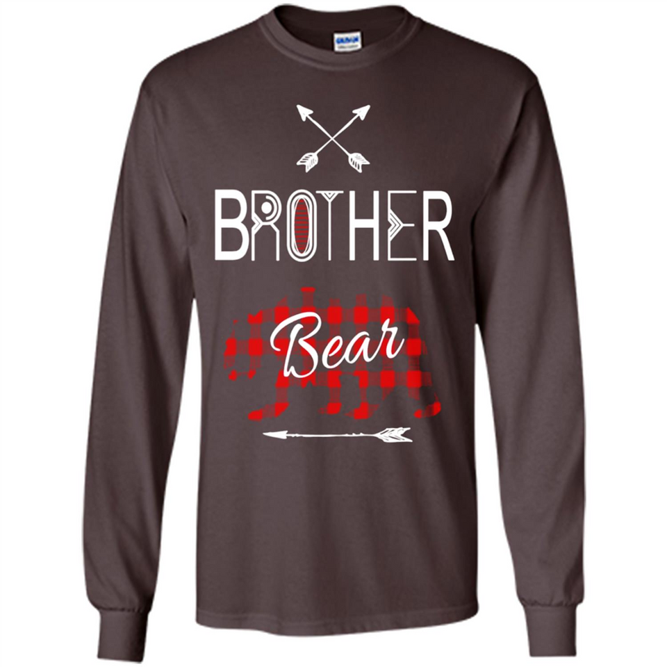 Brother Shirt Buffalo Plaid Family Camping Bear Tee - Long Sleeve T-Shirt