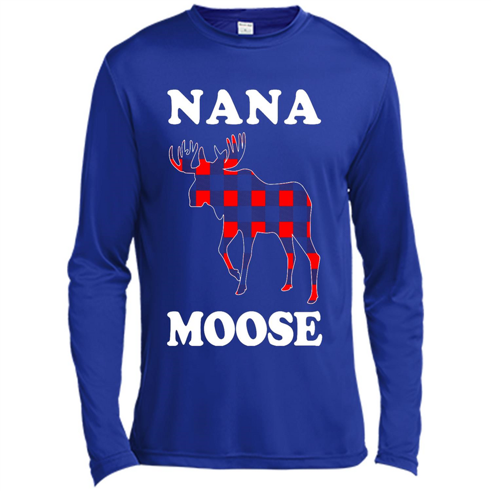 Nana Moose Funny Christmas Plaid Buffalo T-Shirt - Canvas Long Sleeve T-Shirt