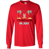 Christmas In July Shirt Surfing Palm Trees Surfboard - Long Sleeve T-Shirt
