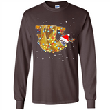 Christmas Lights Sloth Wearing Santa Hat Funny Xmas - Long Sleeve T-Shirt