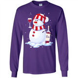Cute Snowman drink Red Wine Christmas - Long Sleeve T-Shirt