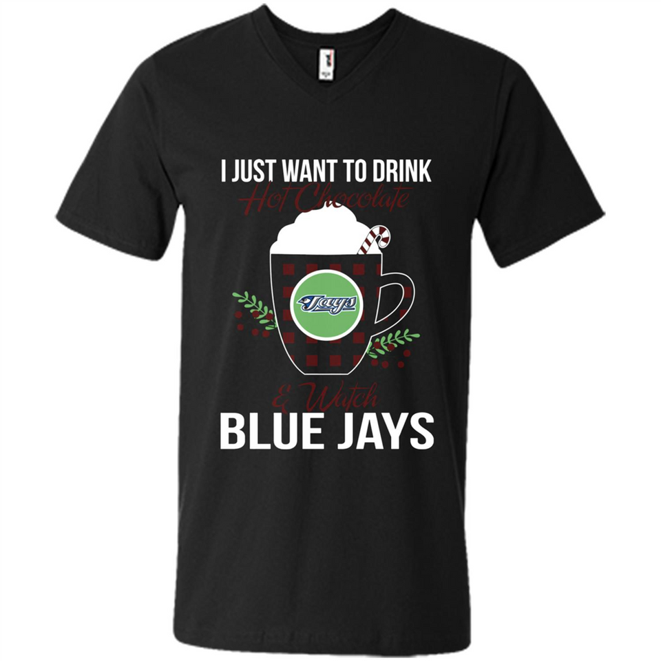 I Just Want To Drink Hot Chocolate & Watch Toronto Blue Jays Ugly Christmas Sweater PINGPONG