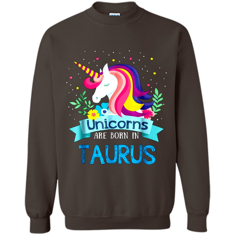 Unicorns are born in Taurus Birthday Rainbow Gift Ladies Custom