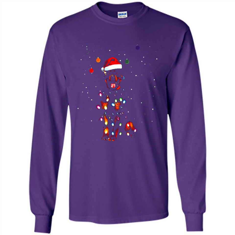 Rottweiler Santa Lights Christmas Dog Xmas Sweatshirt - Long Sleeve T-Shirt