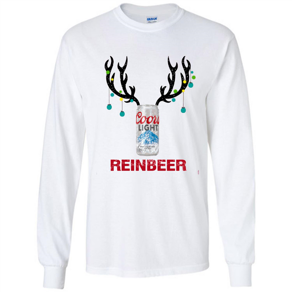 Coors Light Reinbeer Funny Beer Reindeer Christmas Sweatshirt - Long Sleeve T-Shirt