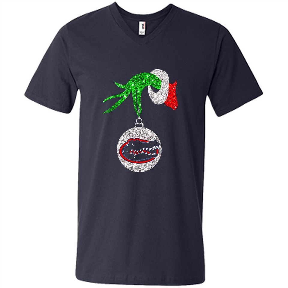 Funny Florida Gators Glitter Grinch Monogram Ornament Christmas Gift - Men's V-Neck