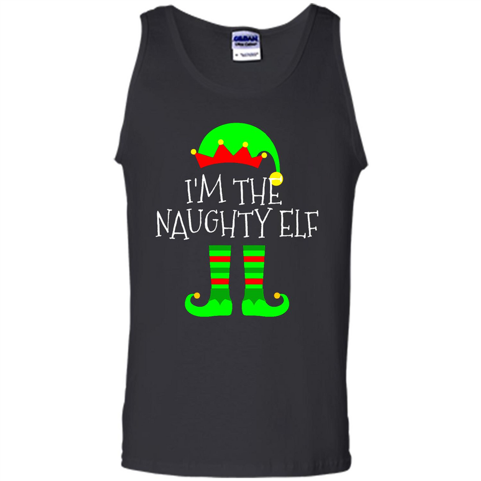 Matching Family Christmas Shirt Funny I'm The Naughty Elf Black mugs PINGPONG - Tank Top