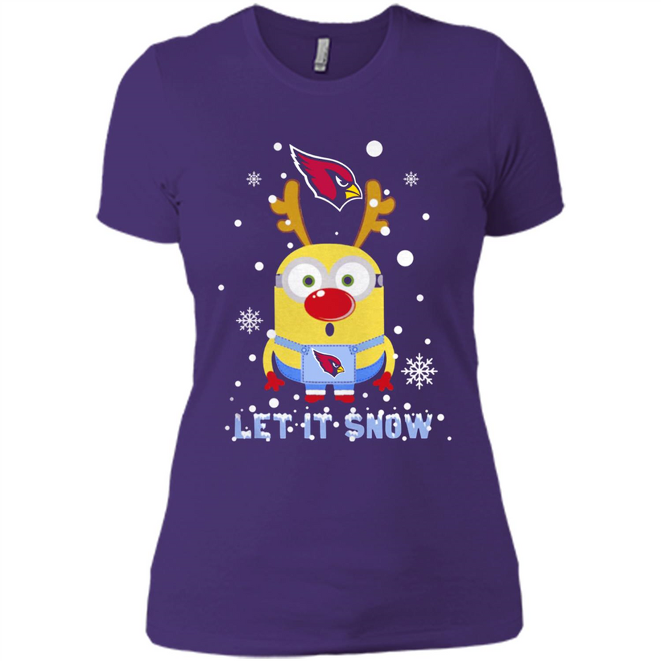 Minion Arizona Cardinals Ugly Christmas Sweater Let it Snow - Ladies' Boyfriend T-Shirt