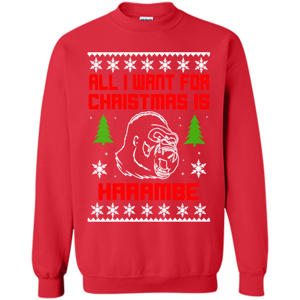 All I Want For Christmas Is HarambeT Rex Attack Reindeer ugly sweater PINGPONG