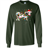Christmas Lights Cow Wearing Santa Hat Funny Xmas Sweatshirt - Long Sleeve T-Shirt