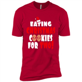 Womens Funny Eating Christmas Cookies For Two Pregnancy - Premium Short Sleeve T-Shirt