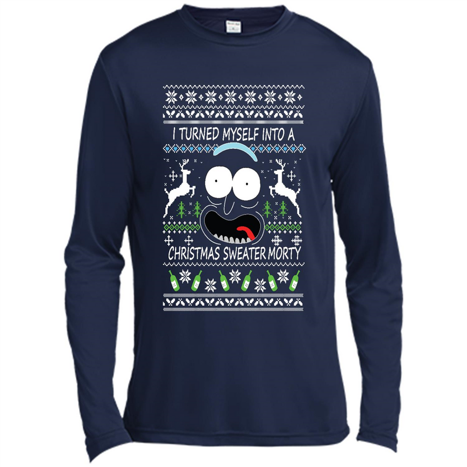 RICK AND MORTY-I TURNED MYSELF INTO A CHRISTMAS SWEATER MORTY UGLY XMAS SWEATER