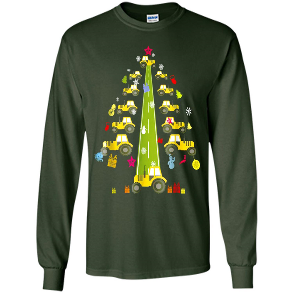 Tractor Car Christmas Tree T-shirt For Drivers