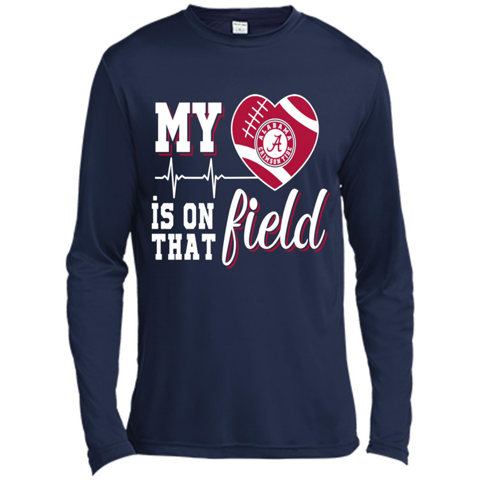 Alabama Crimson Football My Heart is on that Field - Canvas Long Sleeve T-Shirt