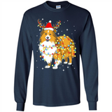 Christmas Lights Shetland Sheepdog Wearing Santa Hat Funny Xmas - Long Sleeve T-Shirt