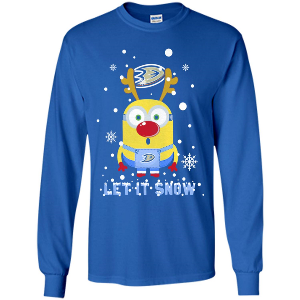 Minion Anaheim Ducks Ugly Christmas Sweater Let it Snow - Long Sleeve T-Shirt
