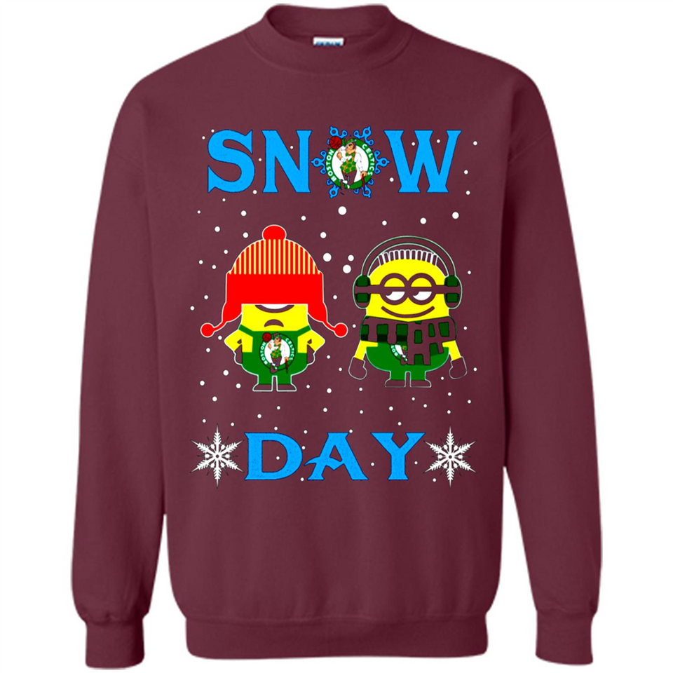Snow Day Shirt For Boston Celtics Vs Minion Fans pingpong