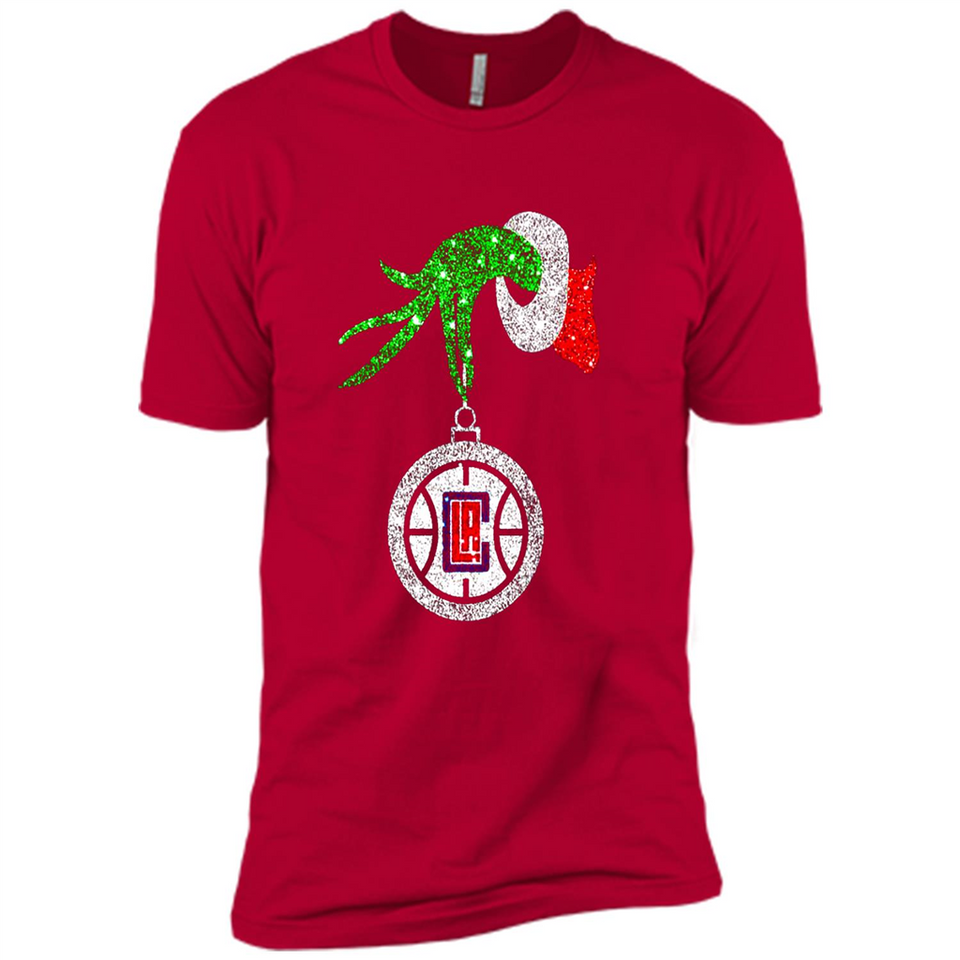 Amazing shirt Los Angeles Clippers Glitter Grinch Monogram Ornament Christmas Gift - Premium Short Sleeve T-Shirt