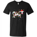Christmas Lights Cow Wearing Santa Hat Funny Xmas Sweatshirt - Men's V-Neck