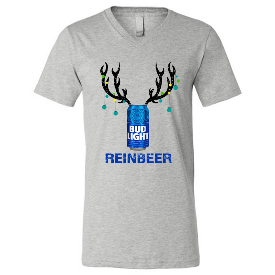 Bud Light Reinbeer Funny Beer Reindeer Christmas Sweatshirt - Canvas Unisex V-Neck