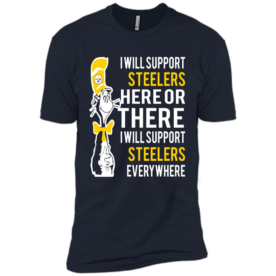 Shirt For Dr Seuss Cat And Pittsburgh Steelers Fans - Premium Short Sleeve T-Shirt