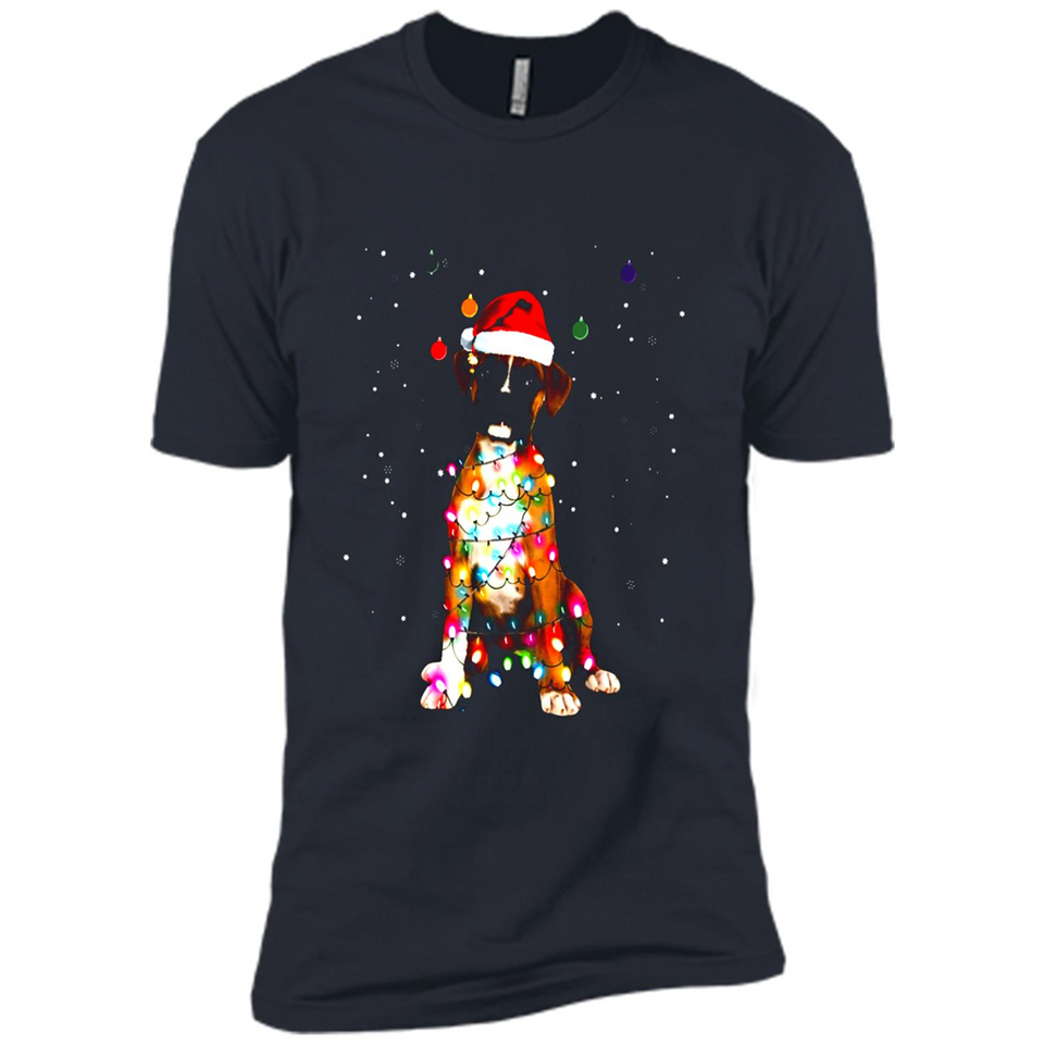 Christmas Lights Boxer Dog Funny Xmas Sweatshirt - Premium Short Sleeve T-Shirt